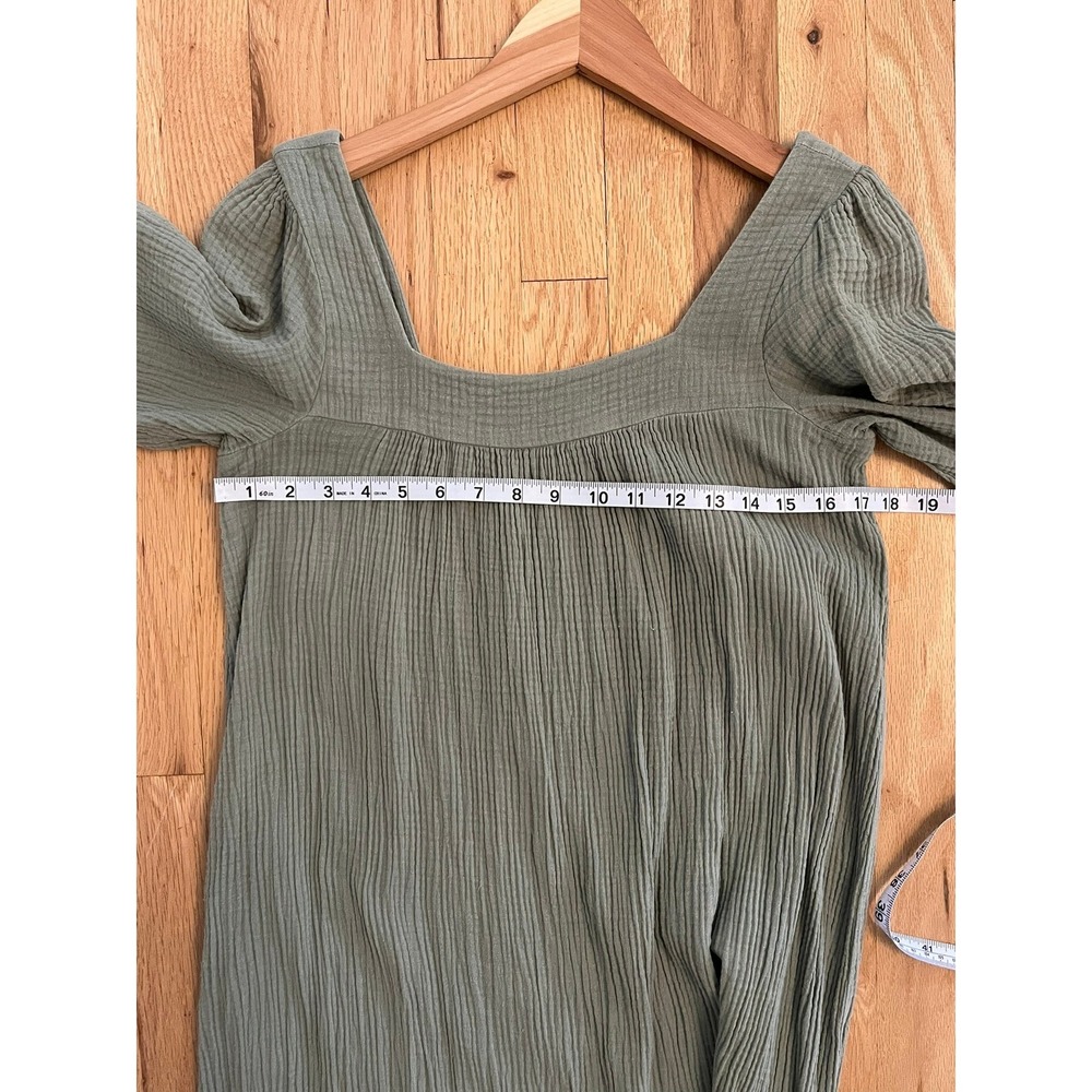 Christy Dawn Bianca Organic Cotton Gauze Midi Dress Sage Green Tiered S - Picture 6 of 9